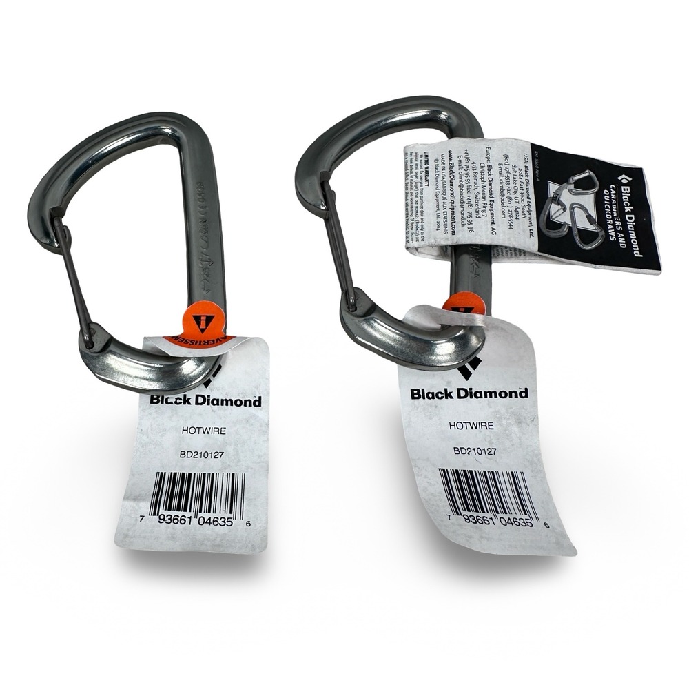 Black Diamond HotWire Carabiner Gray Set 2 New BD210127 Wiregate Climbing Gear